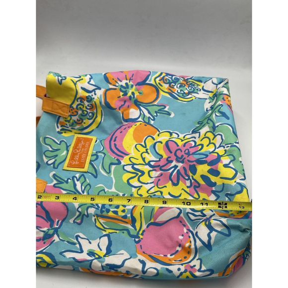 Lilly Pulitzer for Estee Lauder Reusable Tote Bag Blue Floral Beach Open Top - Picture 4 of 8